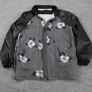 Lululemon Jacket Women 12 Both Ways Bomber White Black Atomic Flower Reversible